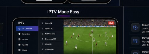 IPTV channel list with live TV playback
