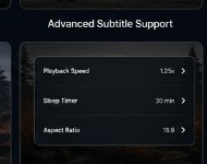 Playback speed, sleep timer and aspect ratio